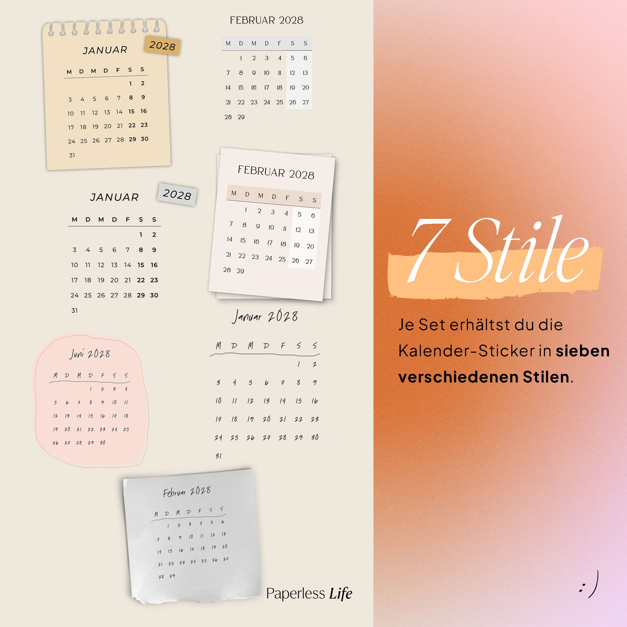 Digitale Sticker | Kalender-Sticker 2026, 2027, 2028 - Image 14