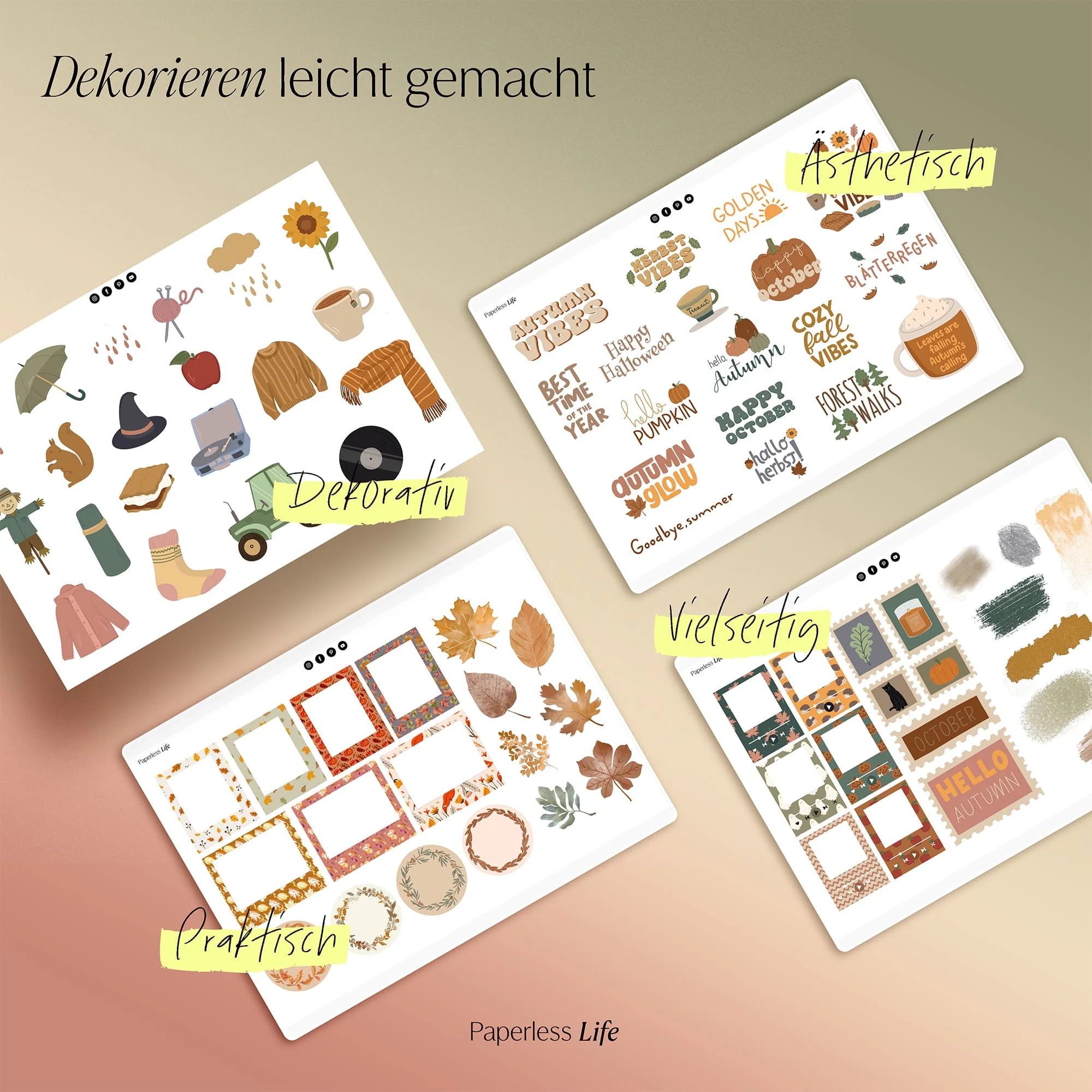 200+ Digitale Sticker | Herbst Vibes - Image 5