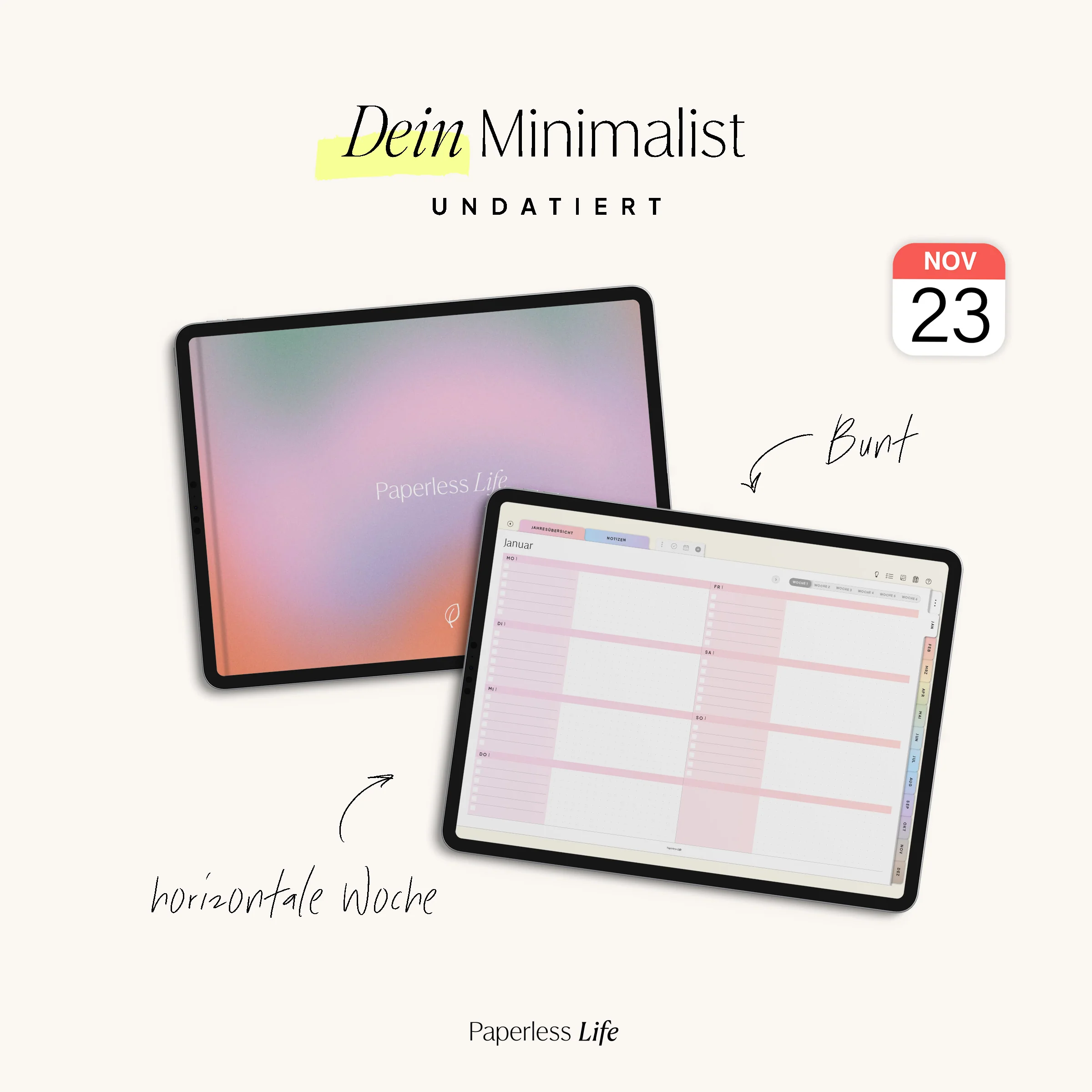 Undatierter Digitaler Planer I für Goodnotes u.v.m. I der Minimalist - Image 26
