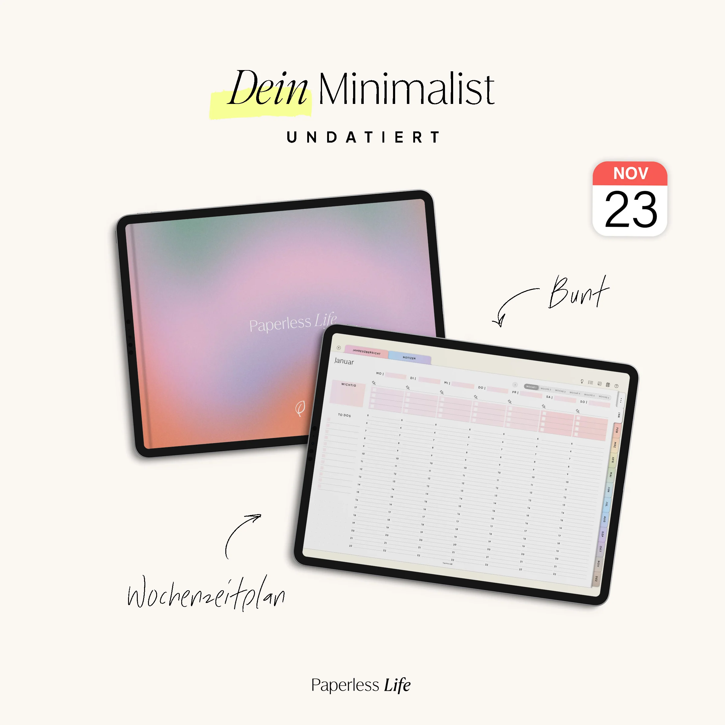 Undatierter Digitaler Planer I für Goodnotes u.v.m. I der Minimalist - Image 27